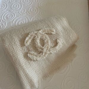 CHANEL Ivory Cashmere Long Scarf